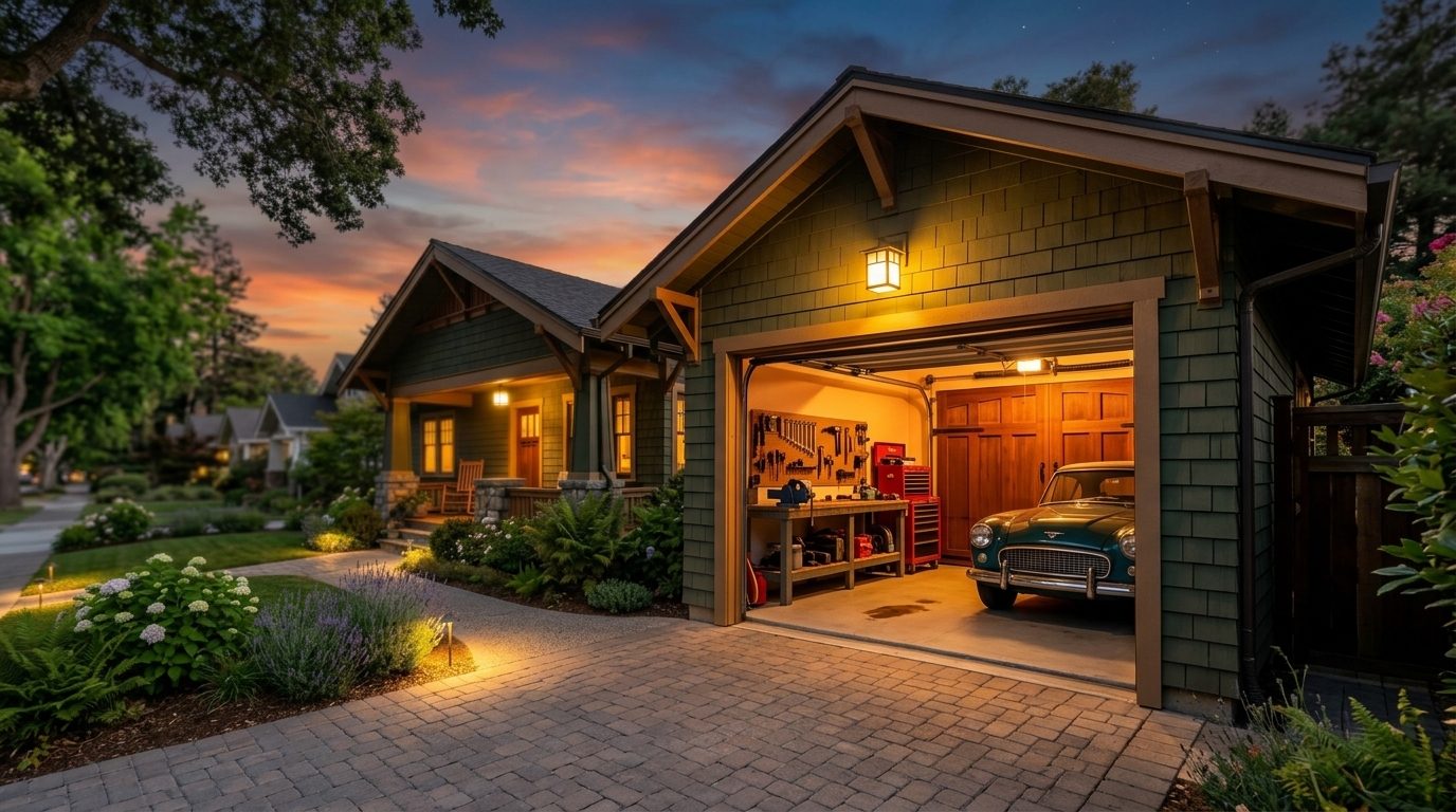 Eoin Local Garage Door Service Garage Door Gliding Open Revealing Warm Illuminated Interior